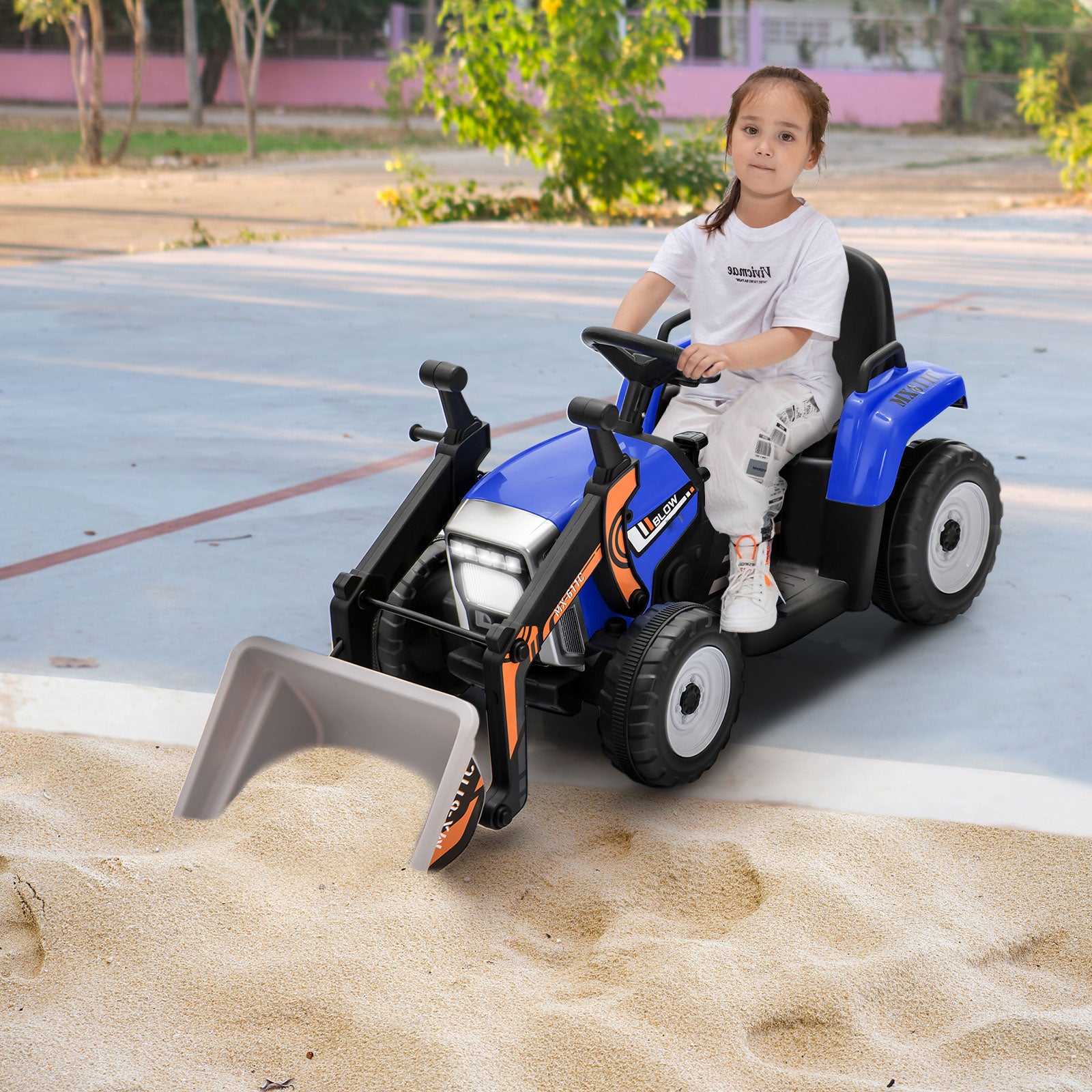 12V Battery Powered Loader Digger with Adjustable Arm and Bucket-Blue